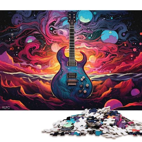 Puzzle für Erwachsene und Jugendliche, Gitarre im Weltraum, 1000-teiliges Puzzle aus Karton für Erwachsene und Jugendliche ab 12 Jahren, Lernspiel für Erwachsene und Kinder 38x26cm/1000 Teile von LiJianXXL