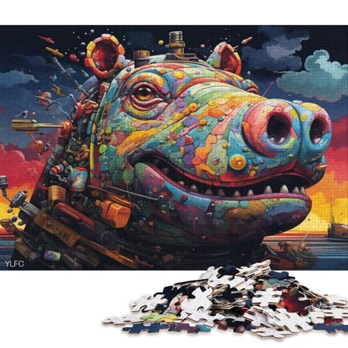 Puzzle für Erwachsene und Jugendliche, Roboter-Nilpferd-Kunst, 1000-teiliges Puzzle aus Karton für Erwachsene und Jugendliche ab 12 Jahren, Lernspiel für Erwachsene und Kinder 38x26cm/1000 Teile von LiJianXXL