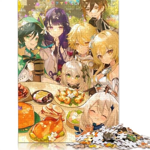 Puzzle für Erwachsene und Kinder, 1000 Teile, Genshin Impact Puzzle für Erwachsene, Kartonpuzzle, Lernspiel, Herausforderungsspielzeug (Größe 38 x 26 cm) von LiJianXXL