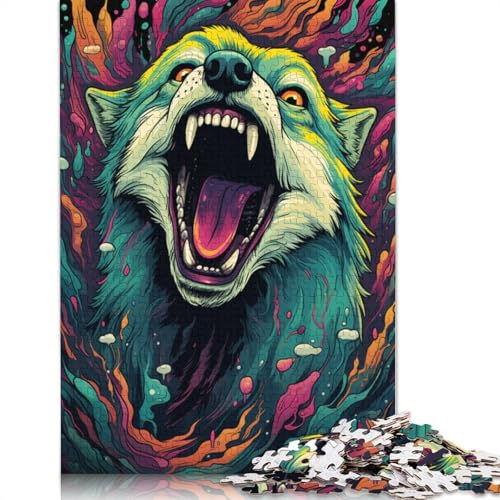 Puzzle für Erwachsene und Kinder, 1000 Teile, Wütender Husky, Puzzle für Erwachsene, Holzpuzzle, tolle Geschenke zu Weihnachten, 75 x 50 cm von LiJianXXL