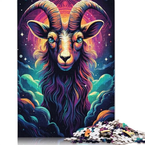 Puzzle für Erwachsene und Kinder, Art Goat, 1000 Teile, für Erwachsene, Geschenke, Holzpuzzle für Jugendliche und Erwachsene, Denkspiel, 75 x 50 cm von LiJianXXL