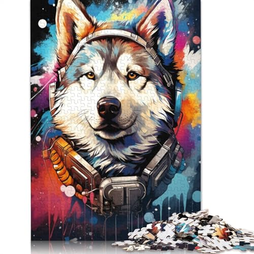 Puzzle für Erwachsene und Kinder, Astronaut Husky, 1000 Teile, für Erwachsene, Geschenke, Kartonpuzzle für Jugendliche und Erwachsene, Denkspiel, 38 x 26 cm von LiJianXXL