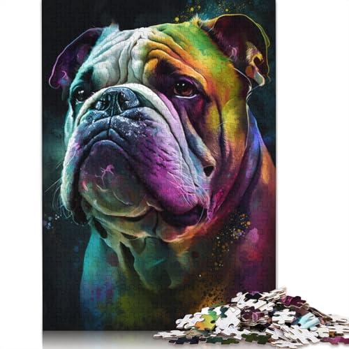 Puzzle für Erwachsene und Kinder, Bunte Graffiti-Bulldogge, 1000 Teile, für Erwachsene, Geschenke, Holzpuzzle für Jugendliche und Erwachsene, Denkspiel, 75 x 50 cm von LiJianXXL