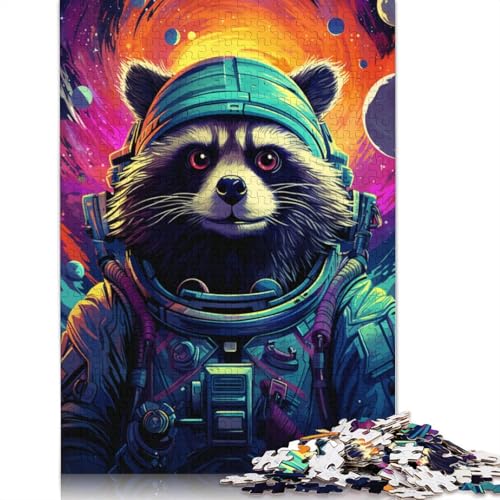 Puzzle für Erwachsene und Kinder, Bunter Waschbär, 1000 Teile, für Erwachsene, Geschenke, Holzpuzzle für Jugendliche und Erwachsene, Denkspiel, 75 x 50 cm von LiJianXXL