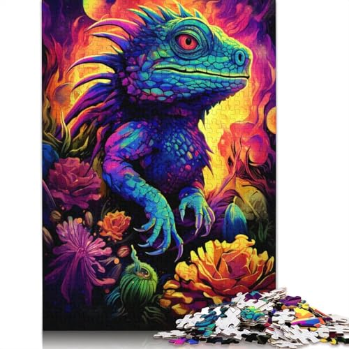 Puzzle für Erwachsene und Kinder, Eidechsen im Weltraum, 1000 Teile, für Erwachsene, Geschenke, Kartonpuzzle für Jugendliche und Erwachsene, Denkspiel, 38 x 26 cm von LiJianXXL