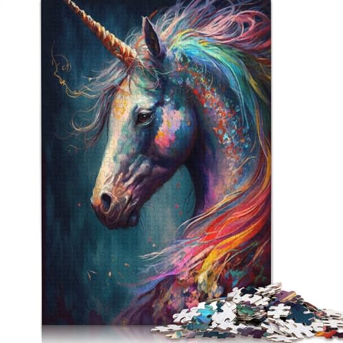 Puzzle für Erwachsene und Kinder, Einhorn-Graffiti-Kunst, 1000 Teile, für Erwachsene, Geschenke, Kartonpuzzle für Jugendliche und Erwachsene, Denkspiel, 38 x 26 cm von LiJianXXL