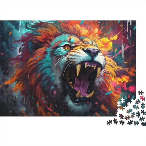 Puzzle für Erwachsene und Kinder, Fantasie, bunter Löwe, 1000-teiliges Puzzle, Holzpuzzle für Erwachsene und Kinder ab 12 Jahren, Geschenk zum Geburtstag, 50 x 75 cm von LiJianXXL