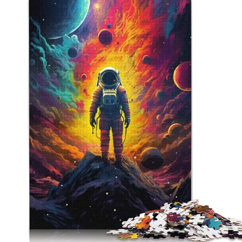 Puzzle für Erwachsene und Kinder, Kunst, bunter Astronaut, 1000 Teile, für Erwachsene, Geschenke, Kartonpuzzle für Jugendliche und Erwachsene, Denkspiel, 38 x 26 cm von LiJianXXL