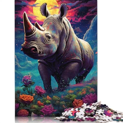 Puzzle für Erwachsene und Kinder, Kunst-Nashorn, 1000 Teile, für Erwachsene, Geschenke, Kartonpuzzle für Jugendliche und Erwachsene, Denkspiel, 38 x 26 cm von LiJianXXL