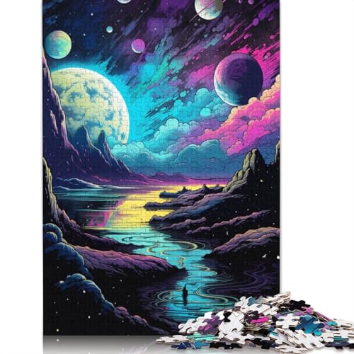 Puzzle für Erwachsene und Kinder, Psychedelic Space Wave, 1000 Teile, für Erwachsene, Geschenke, Kartonpuzzle für Jugendliche und Erwachsene, Denkspiel, 38 x 26 cm von LiJianXXL