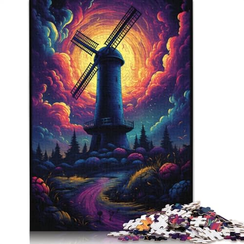 Puzzle für Erwachsene und Kinder, Psychedelische Farm-Windmühle, 1000 Teile, für Erwachsene, Geschenke, Kartonpuzzle für Jugendliche und Erwachsene, Denkspiel, 38 x 26 cm von LiJianXXL