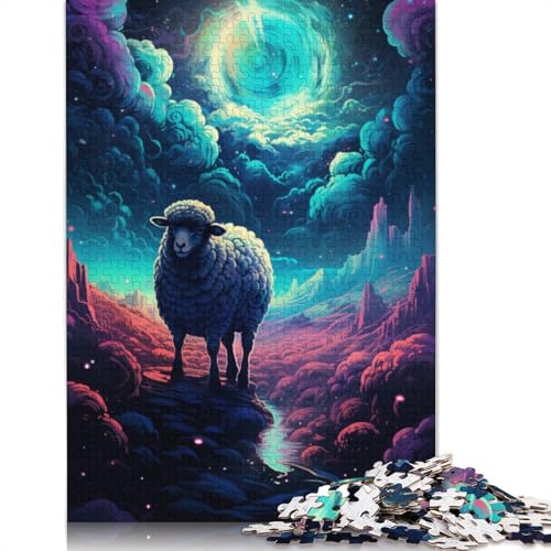 Puzzle für Erwachsene und Kinder, Schafe im Weltraum, 1000 Teile, für Erwachsene, Geschenke, Holzpuzzle für Jugendliche und Erwachsene, Denkspiel, 75 x 50 cm von LiJianXXL