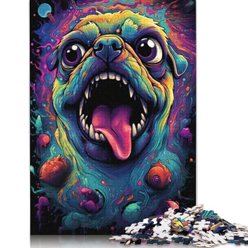 Puzzle für Erwachsene und Kinder, Tier-Möpse, 1000 Teile, für Erwachsene, Geschenke, Holzpuzzle für Jugendliche und Erwachsene, Denkspiel, 75 x 50 cm von LiJianXXL