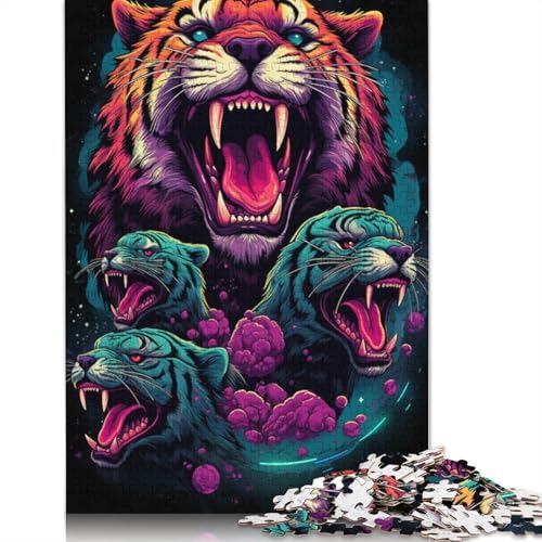 Puzzle für Erwachsene und Kinder, Wütender Tiger, 1000 Teile, für Erwachsene, Geschenke, Holzpuzzle für Jugendliche und Erwachsene, Denkspiel, 75 x 50 cm von LiJianXXL