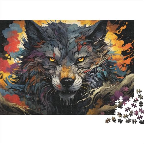 Puzzle für Erwachsene und Kinder, Zeichnung, Wolf, 1000 Teile, Puzzle für Erwachsene, Holzpuzzle für Erwachsene und Kinder, Lernspielzeug, 50 x 75 cm von LiJianXXL