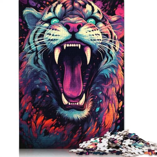 Puzzle für Kinder, Kunst, wütender Tiger, 1000-teiliges Puzzle, Holzpuzzle für Erwachsene und Kinder ab 12 Jahren, Lernspiel, Herausforderungsspielzeug, 75 x 50 cm von LiJianXXL