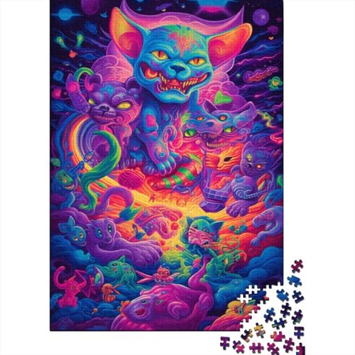 Puzzle für Kinder, Psychedelische, Bunte Monster, 1000-teiliges Puzzlespiel, Holzpuzzle für Erwachsene und Kinder ab 12 Jahren, Lernspiel, Herausforderungsspielzeug (Größe 75 x 50 cm) von LiJianXXL