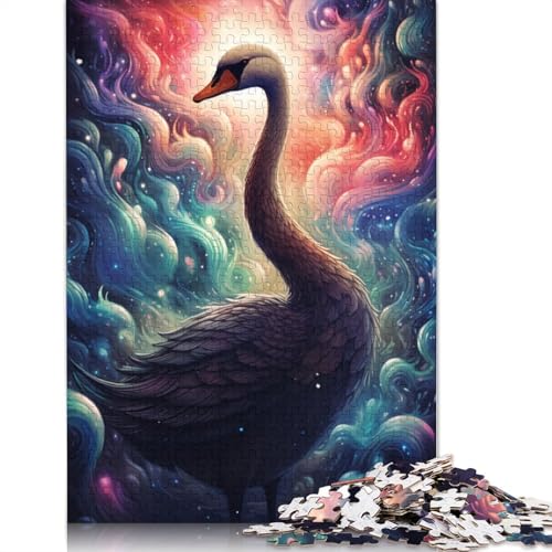 Puzzle für Kinder, Schwan im Weltraum, 1000-teiliges Puzzle, Holzpuzzle für Erwachsene und Kinder ab 12 Jahren, Lernspiel, Herausforderungsspielzeug, 75 x 50 cm von LiJianXXL