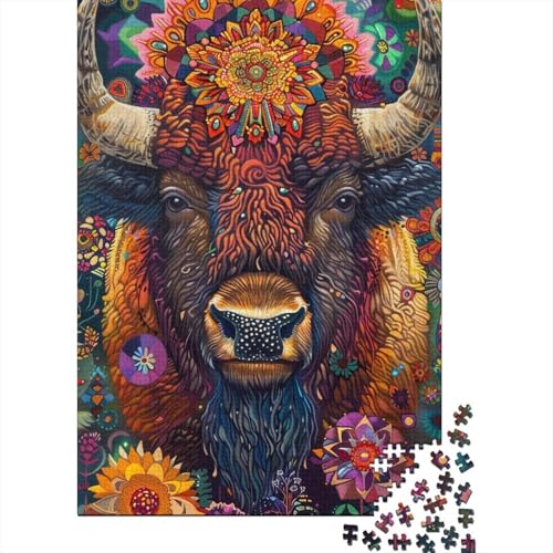 Puzzle mit 1000 Teilen, Bunte Kuh, quadratisches Puzzle für Erwachsene und Kinder, Holzpuzzle, Lernspielzeug, Familienspiele, Größe: 75 x 50 cm von LiJianXXL