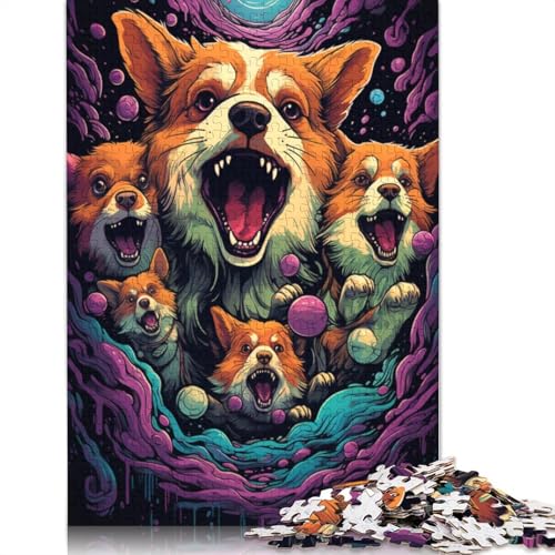 Puzzle mit 1000 Teilen, Wütender Corgi, Puzzle für Erwachsene, Holzpuzzle, tolles Geschenk für Erwachsene, 75 x 50 cm von LiJianXXL