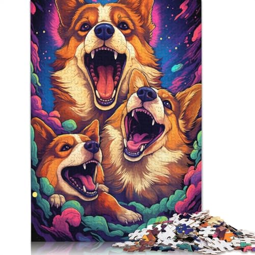 Puzzle mit 1000 Teilen, Wütender Corgi, Puzzle für Erwachsene, Kartonpuzzle, Heimdekoration, 38 x 26 cm von LiJianXXL