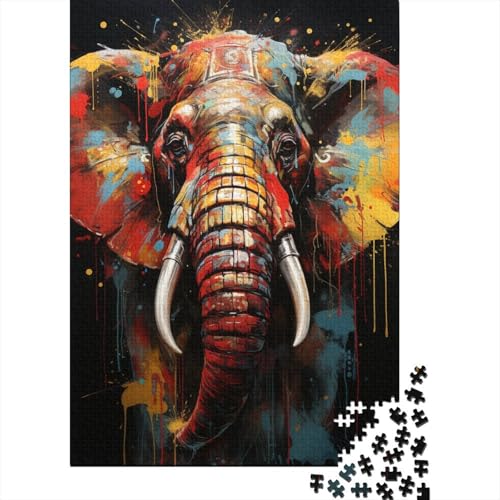 Puzzle mit 1000 Teilen, afrikanischer Elefant, Puzzle für Erwachsene und Kinder, Holzpuzzle, Heimdekorationspuzzle (Größe 75 x 50 cm) von LiJianXXL