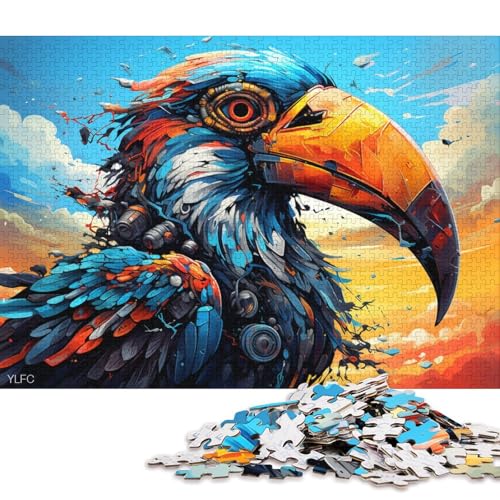 Puzzle mit 1000 Teilen, bunter Roboter-Tukan, Puzzle für Erwachsene, Holzpuzzle, Lernspiel, Herausforderungsspielzeug 75x50cm/1000 Stück von LiJianXXL