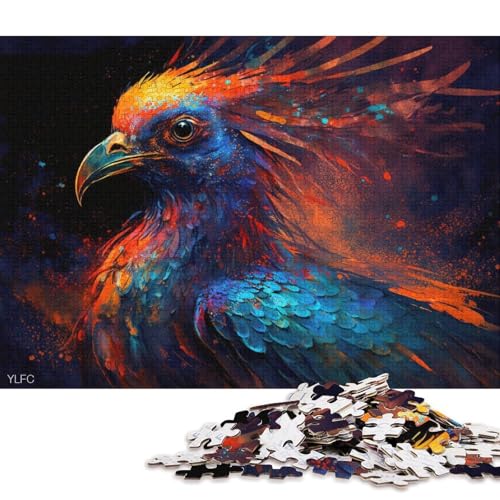 Puzzle mit 1000 Teilen, farbenfroher Phönixvogel, Puzzle für Erwachsene, Holzpuzzle, Heimkunstdekor (Größe 75 * 50 cm) von LiJianXXL