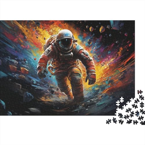 Puzzle mit 1000 Teilen, farbenfroher Psychedelischer Astronaut auf Skateboard, Puzzle für Erwachsene, Holzpuzzle, lustiges Geschenk, 50 x 75 cm von LiJianXXL