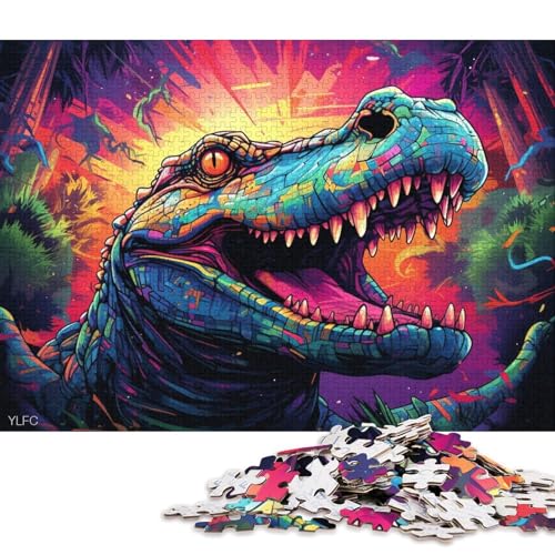 Puzzle mit 1000 Teilen, farbenfrohes Krokodil-Puzzle für Familienaktivitäten aus Karton 38x26cm/1000 Stück von LiJianXXL