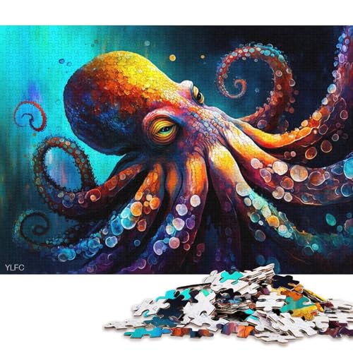 Puzzle mit 1000 Teilen, farbenfrohes Oktopus-Puzzle für Erwachsene, Kartonpuzzle, tolles Geschenk für Erwachsene (Größe 38 * 26 cm) von LiJianXXL