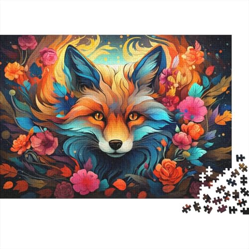 Puzzle mit 1000 Teilen, farbenfrohes psychedelisches Fuchs-Puzzle für Erwachsene, Holzpuzzle, Lernspiel für Erwachsene und Kinder, 50 x 75 cm von LiJianXXL