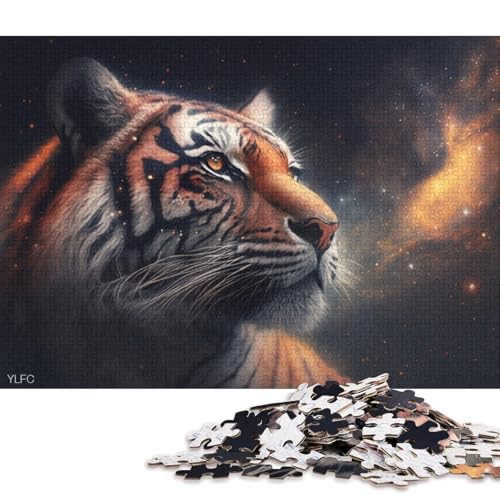 Puzzle mit 1000 Teilen, kosmische Galaxie-Tiger, Puzzle aus Holz für Familienaktivitäten 75x50cm/1000 Stück von LiJianXXL