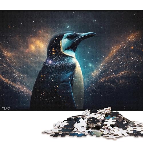 Puzzle mit 1000 Teilen, kosmisches Galaxie-Pinguin-Puzzle für Erwachsene, Holzpuzzle, Familiendekoration (Größe 75 * 50 cm) von LiJianXXL