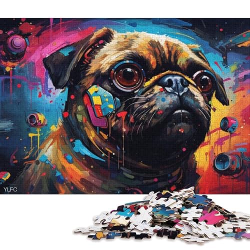 Puzzle mit 1000 Teilen für Erwachsene, Bunter Roboter-Mops, Puzzle für Erwachsene, Holzpuzzle, Heimdekoration 75x50cm/1000 Teile von LiJianXXL