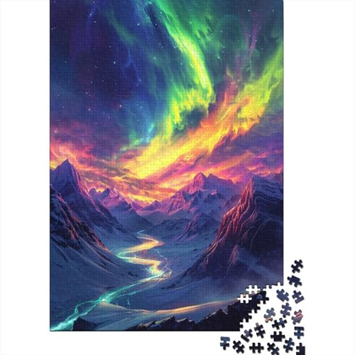 Puzzles für Erwachsene und Teenager Mountain Aurora, 1000-teiliges Puzzle für Erwachsene, Holzpuzzle für Erwachsene und Kinder ab 12 Jahren, Lernspiele für Erwachsene und Kinder (Größe 75 x 50 cm) von LiJianXXL