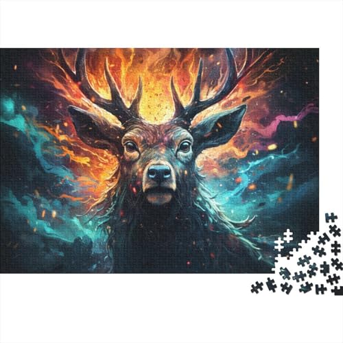 Puzzlespiel mit 1000 Teilen, Farbiges Sikahirsch-Puzzle für Erwachsene, Holzpuzzle, Lernspiele, Heimdekorationspuzzle, 50 x 75 cm von LiJianXXL