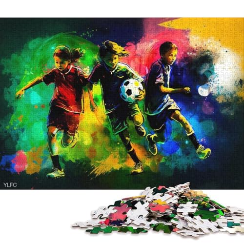 für Erwachsene, 1000-teiliges Puzzle, Bunte Fußballer, Puzzle für Erwachsene, Kartonpuzzle, Puzzle für Sommerliebhaber (Größe 38 * 26 cm) von LiJianXXL