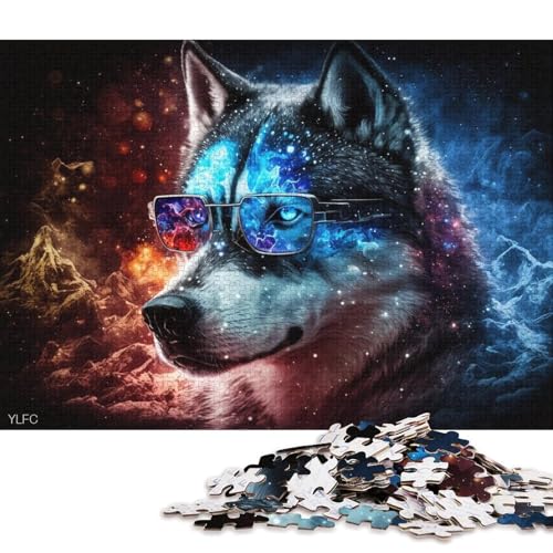 für Erwachsene, 1000-teiliges Puzzle-Geschenk, Husky-Magisches Tier-Puzzle für Erwachsene, Holzpuzzle, Familienaktivität (Größe 75 * 50 cm) von LiJianXXL