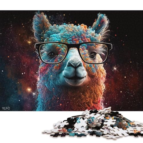 für Erwachsene 1000-Teile Puzzle-Geschenke Galaxie-Alpaka mit Brille Puzzle für Erwachsene Kartonpuzzle Familienaktivität (Größe 38 * 26 cm) von LiJianXXL