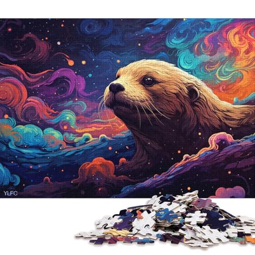 für Erwachsene 1000-teiliges Puzzle Otter im Weltraum Puzzles für Erwachsene aus Karton Lernspielzeug 38x26cm/1000 Teile von LiJianXXL