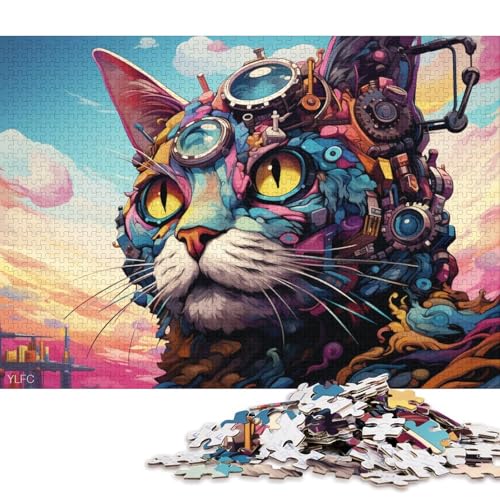 für Erwachsene 1000-teiliges Puzzle Tierkatze Roboter Puzzles für Erwachsene Holzpuzzle Lernspielzeug 75x50cm/1000 Stück von LiJianXXL