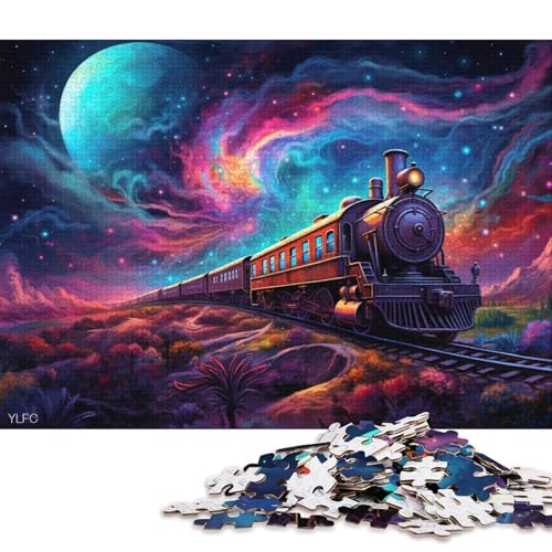 für Erwachsene 1000-teiliges Puzzle Zug im Weltraum, Puzzle für Erwachsene, Karton, Lernspielzeug 38x26cm/1000 Teile von LiJianXXL