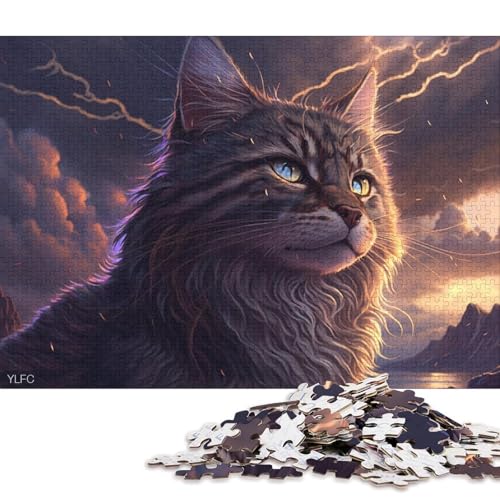 für Erwachsene Puzzle Art Maine Coon Katze für Erwachsene 1000-teiliges Puzzle Kartonpuzzle für Erwachsene und Kinder ab 12 Jahren Puzzle Erwachsene Puzzle Geschenke 38x26cm/1000 Stück von LiJianXXL