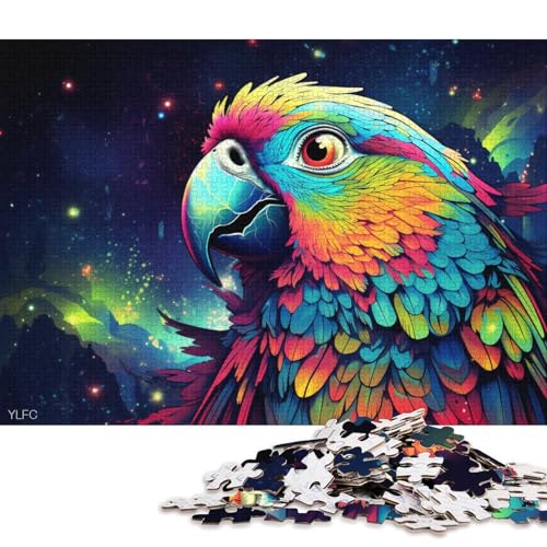 für Erwachsene Puzzle Papagei im Weltraum Puzzle für Erwachsene 1000-teiliges Holzpuzzle für Erwachsene und Kinder ab 12 Jahren, Heimkunstdekor 75x50cm/1000 Teile von LiJianXXL