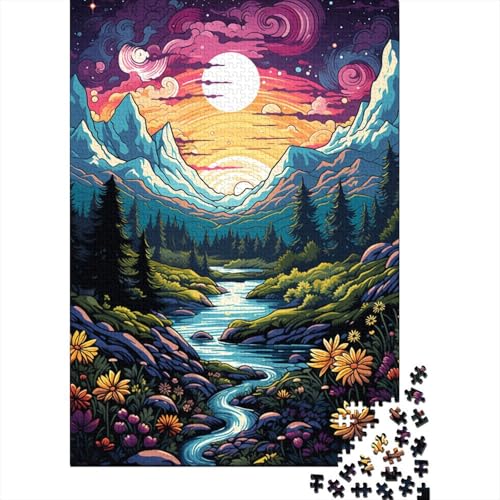 1000 Teile Puzzle Wildblumenfelder unter den Bergen Puzzle Holzpuzzle Lernspielzeug 50x75cm von LiJianXXO