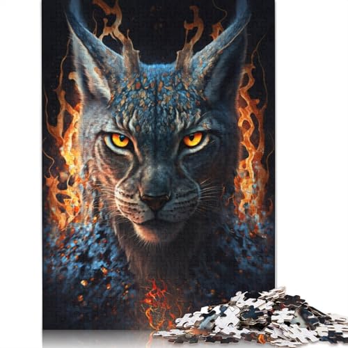 1000-teiliges Holzpuzzle Feuertier Luchs, Holzpuzzle, Erwachsene und Kinder (Größe 75 x 50 cm) von LiJianXXO