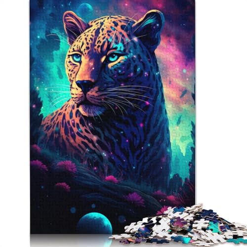 1000-teiliges Puzzle, Art Galaxy Leopard, Puzzles für Kartonpuzzles, pädagogisches Stressabbau-Spielzeugpuzzle, 38 x 26 cm von LiJianXXO