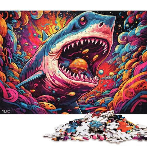 1000-teiliges Puzzle, Art Shark, Puzzle für Erwachsene, Kartonpuzzle, tolle Geschenke zu Weihnachten 38x26cm/1000 Teile von LiJianXXO