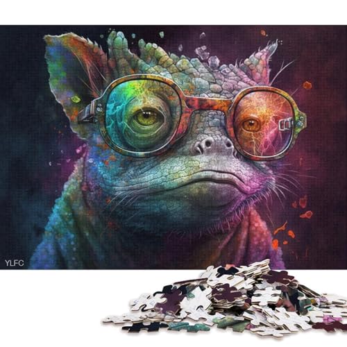 1000-teiliges Puzzle, Chamäleon mit Brille, Puzzles für Holzpuzzles, Spielzeug, Denkspiel 75x50cm/1000 Stück von LiJianXXO